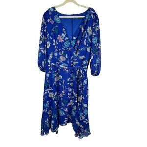 Jessica Howard Dress 16 Blue Floral Feminine Fairy Whimsical Neutral Preppy 80s